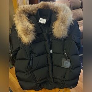 Brand new RUDSAK Black Puffer Winter Jacket with Real Fur, double zipper